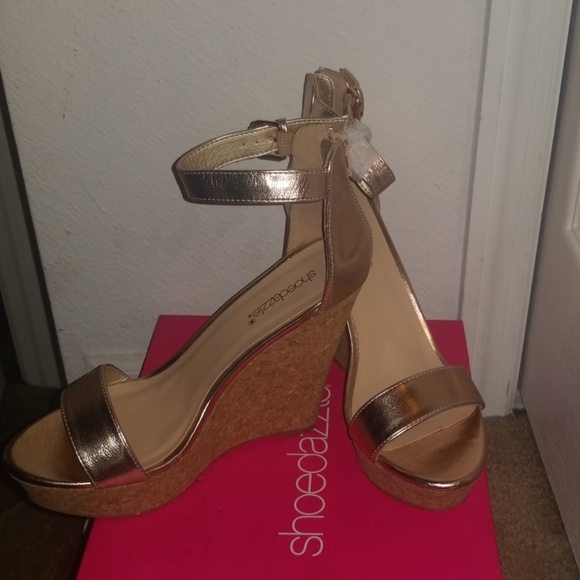 Rose Gold Wedge Sandles - Picture 2 of 3